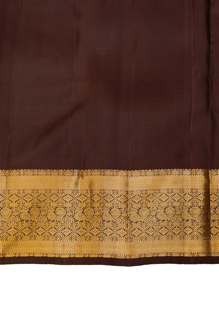 Peach turning border pure Kanchipuram silk saree