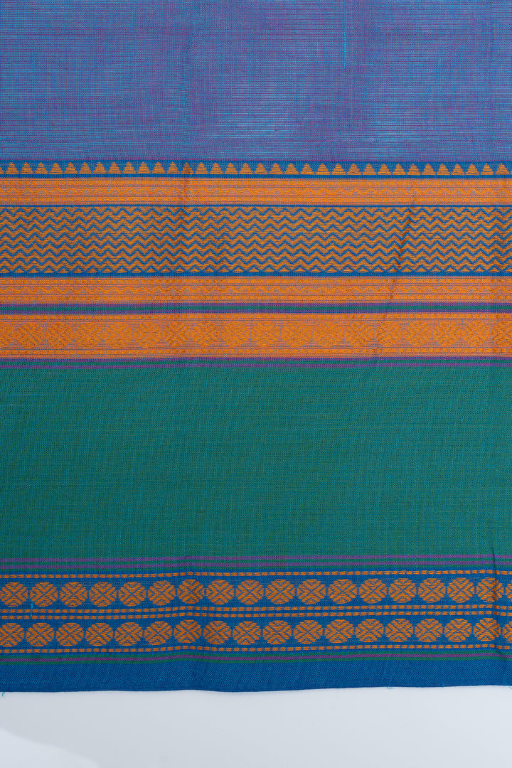 Blue traditional pure cotton silk saree