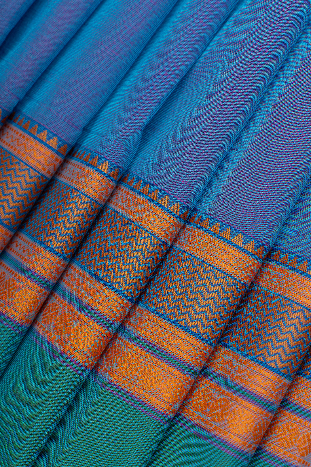 Blue traditional pure cotton silk saree