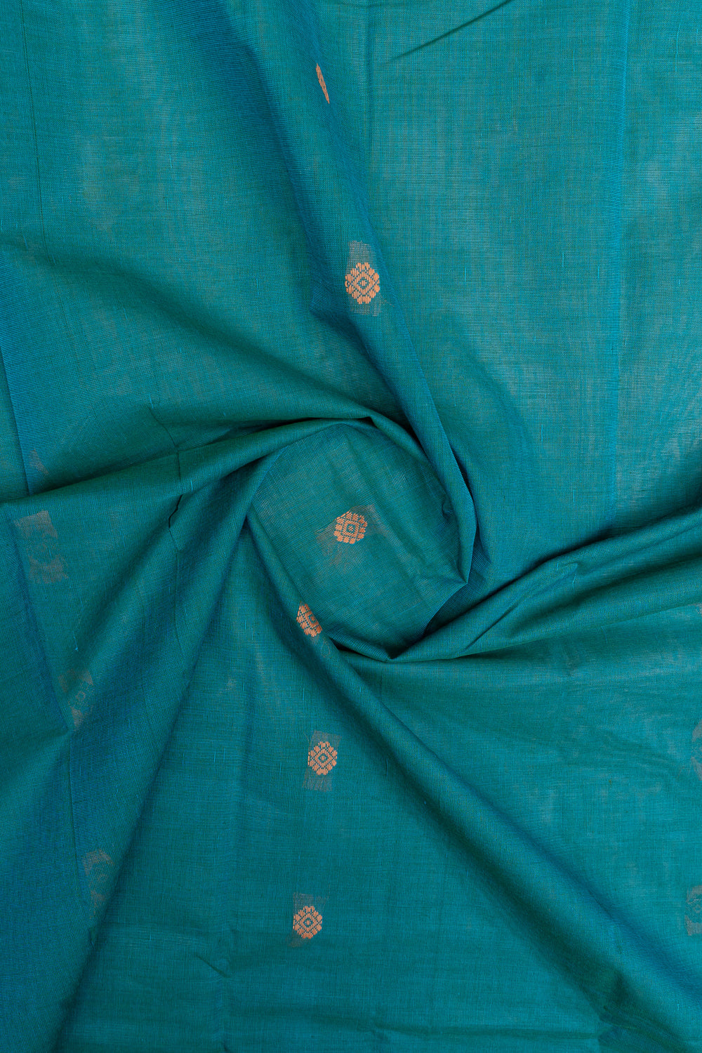 Teal Blue traditional pure cotton silk saree