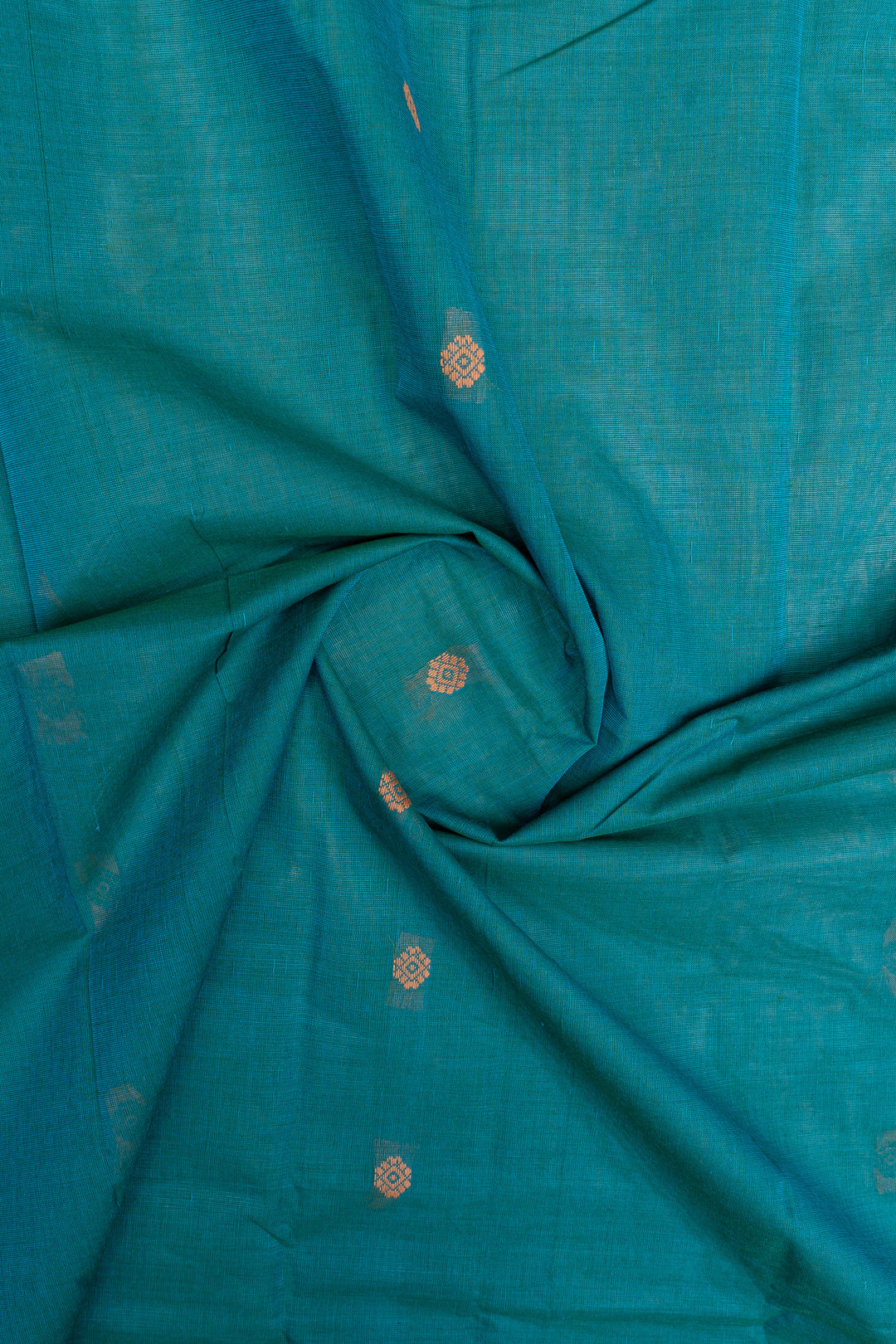 Teal Blue traditional pure cotton silk saree