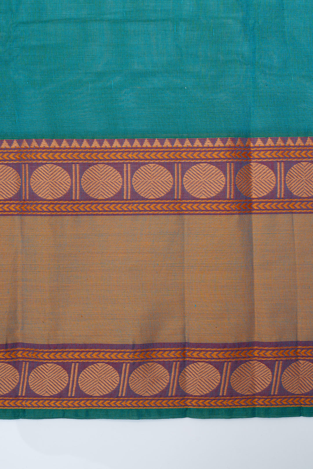 Teal Blue traditional pure cotton silk saree