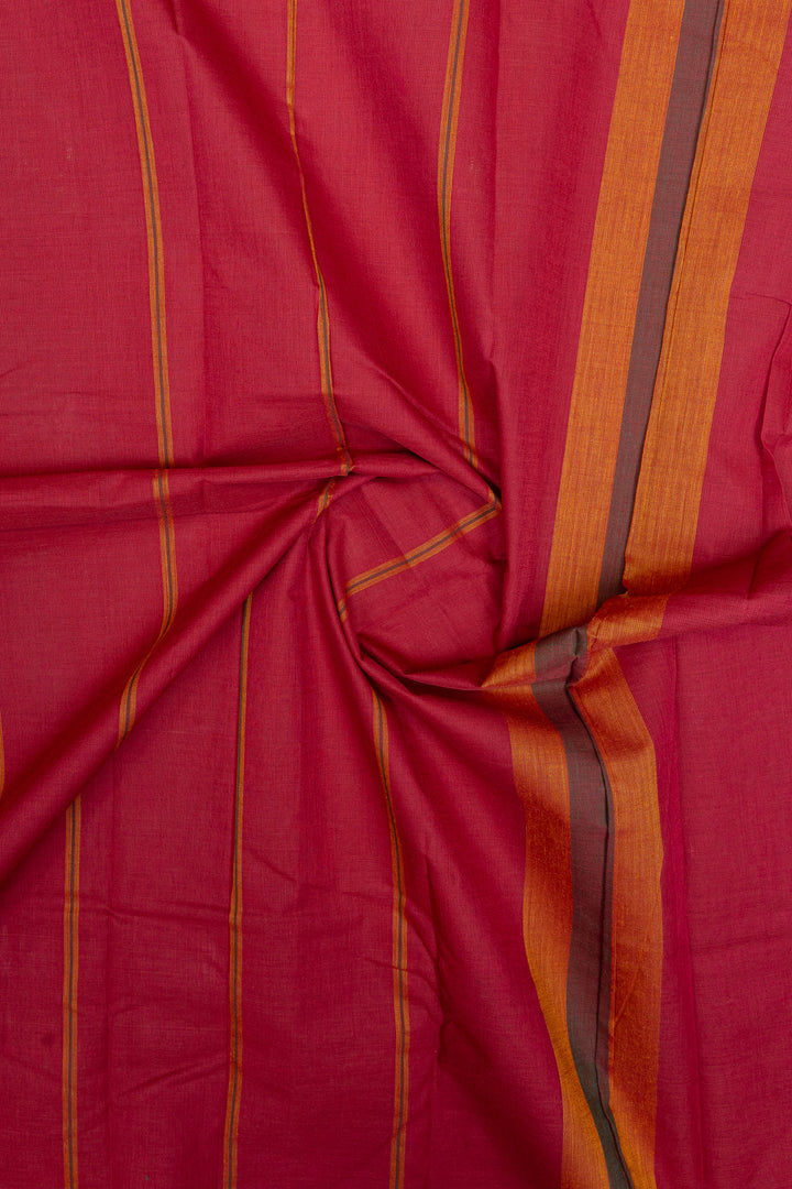 Red and orange threadwork pure cotton silk saree