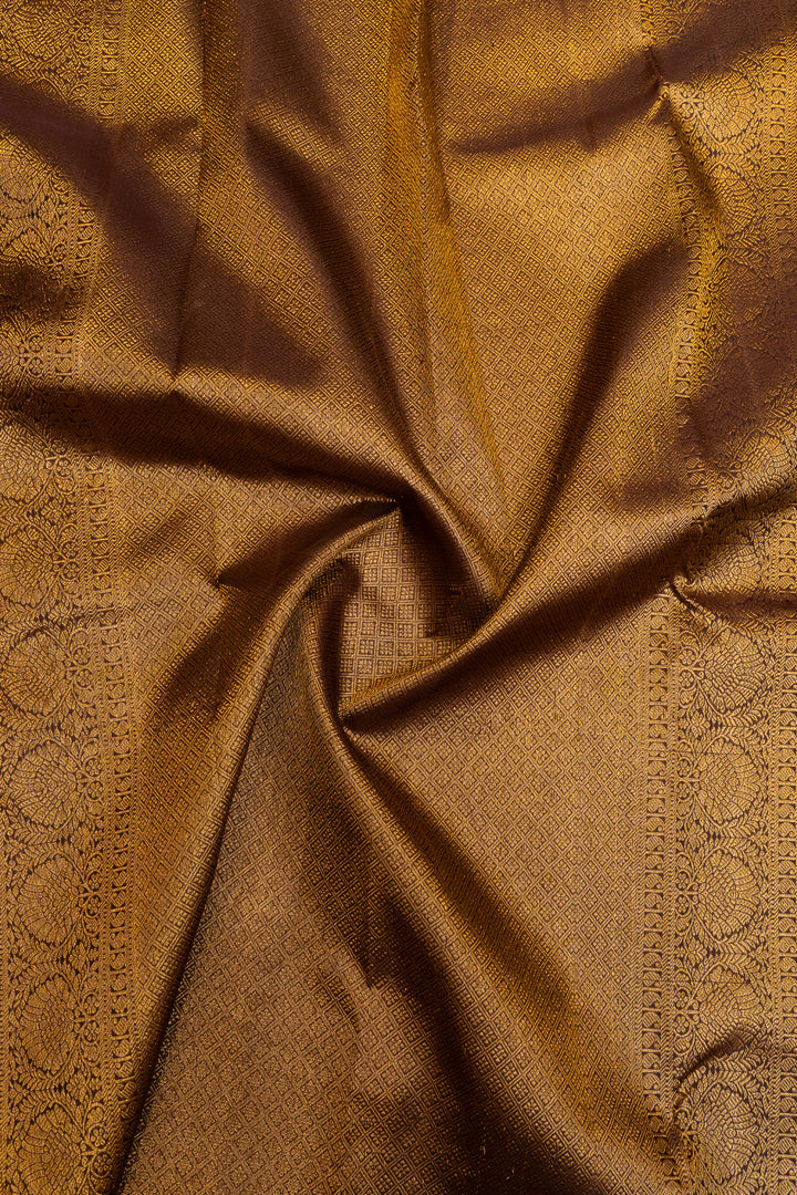 Rust orange turning border pure Kanchipuram silk saree