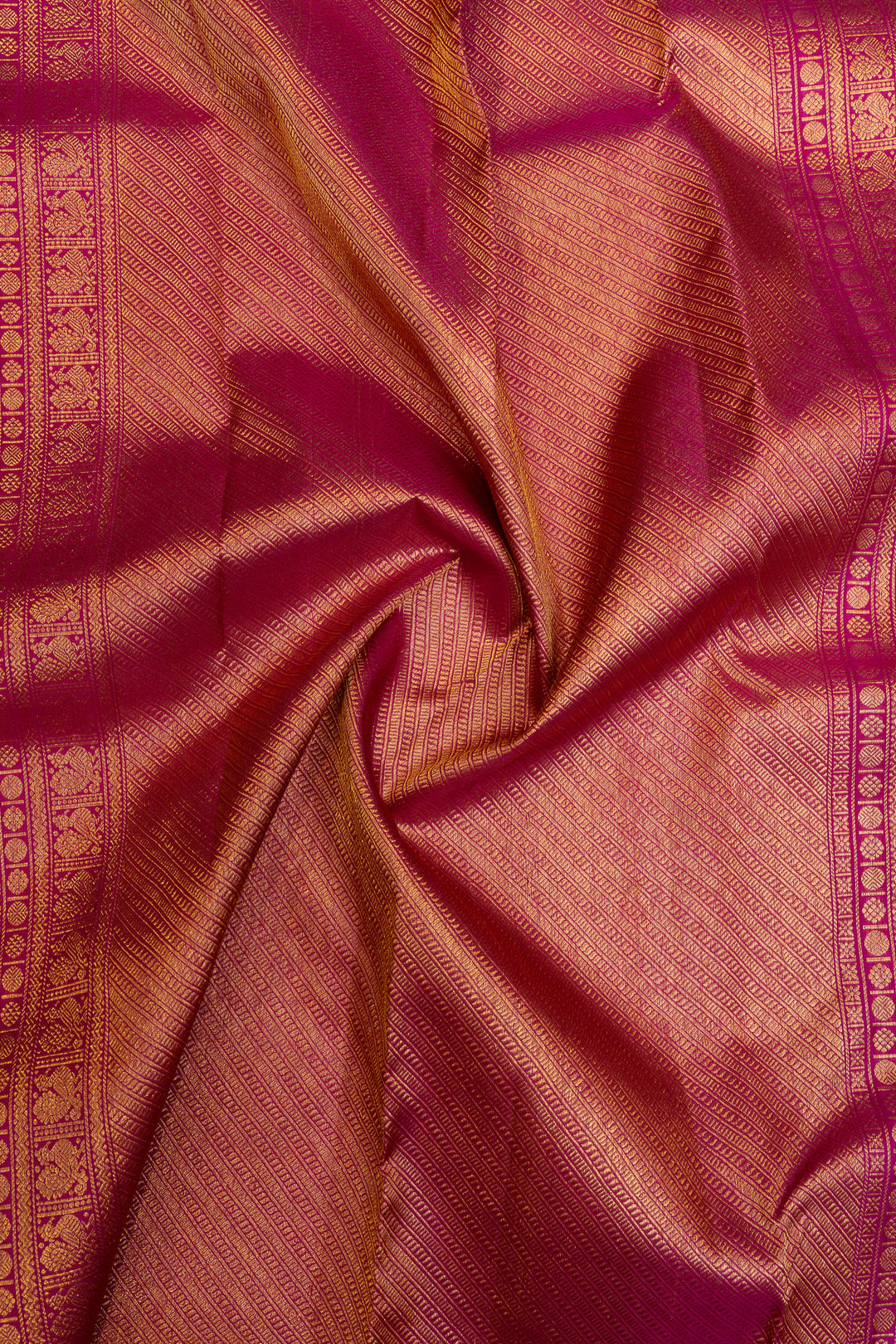 Purplish pink Zari checks pure Kanchipuram silk saree