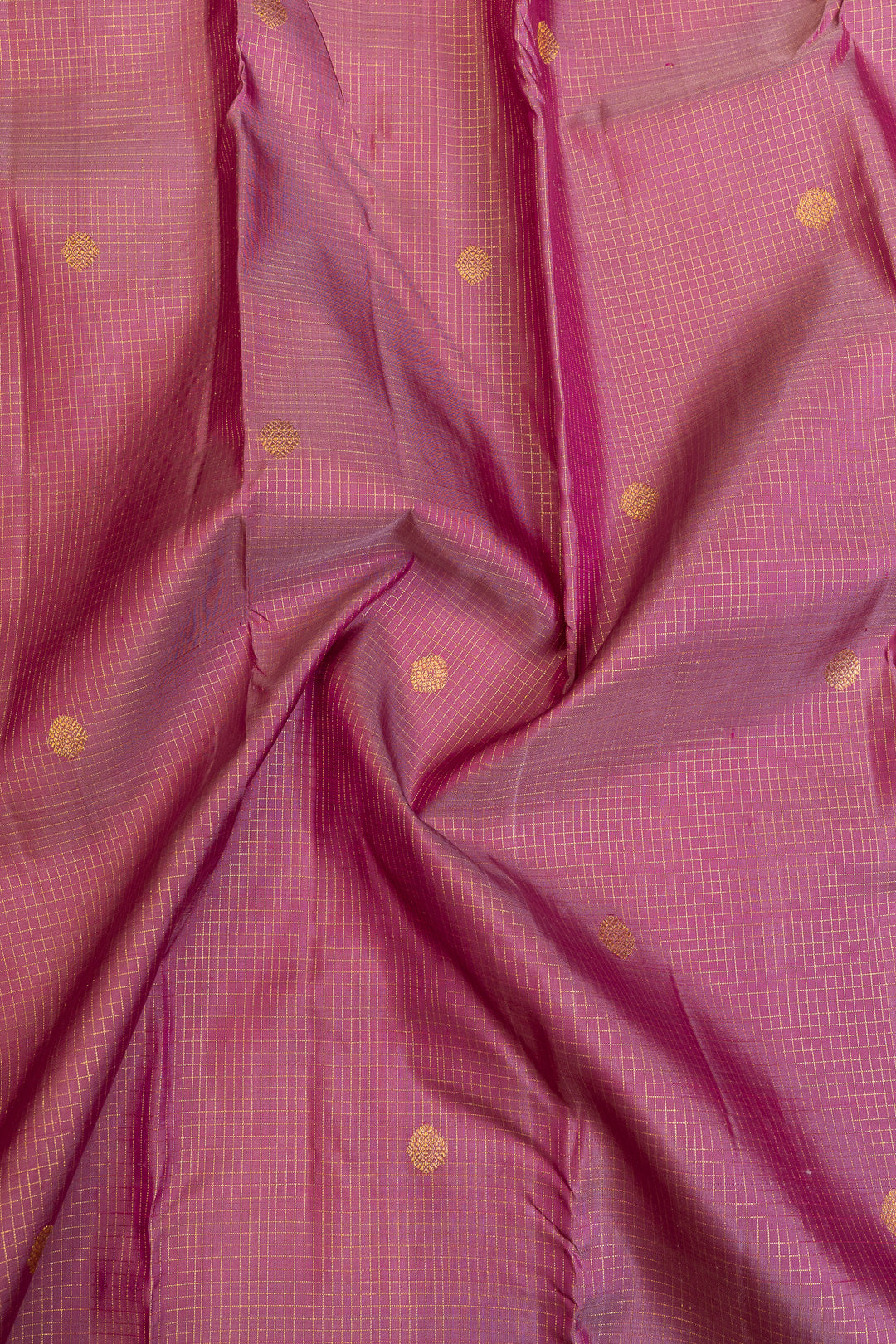 Purplish pink Zari checks pure Kanchipuram silk saree
