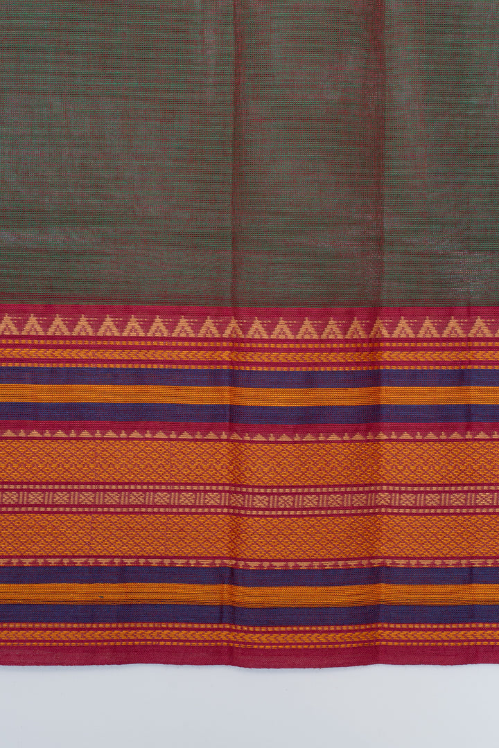 Mandhulir green pure cotton silk saree