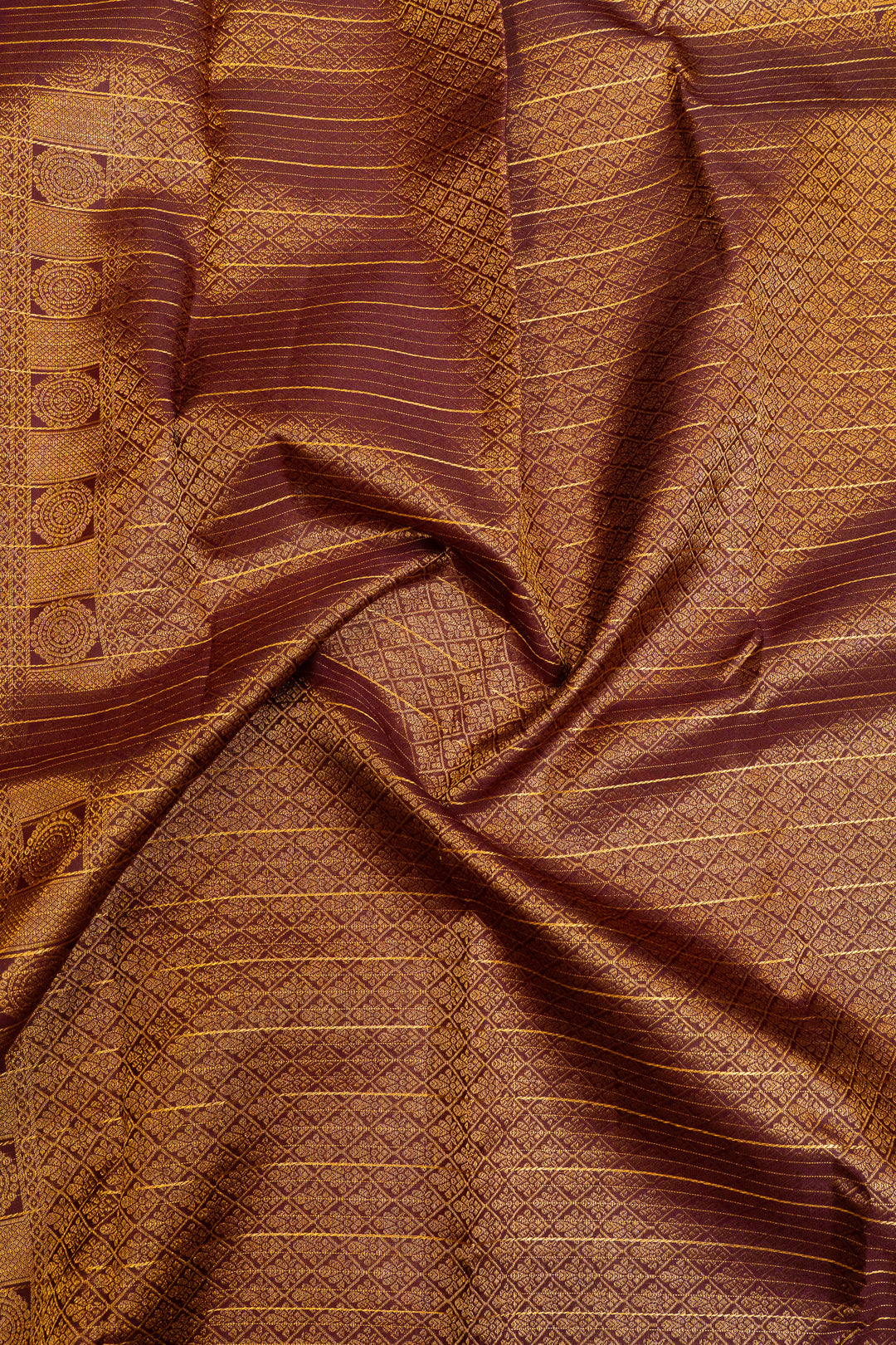 Mauve and coffee brown pure Kanchipuram silk saree