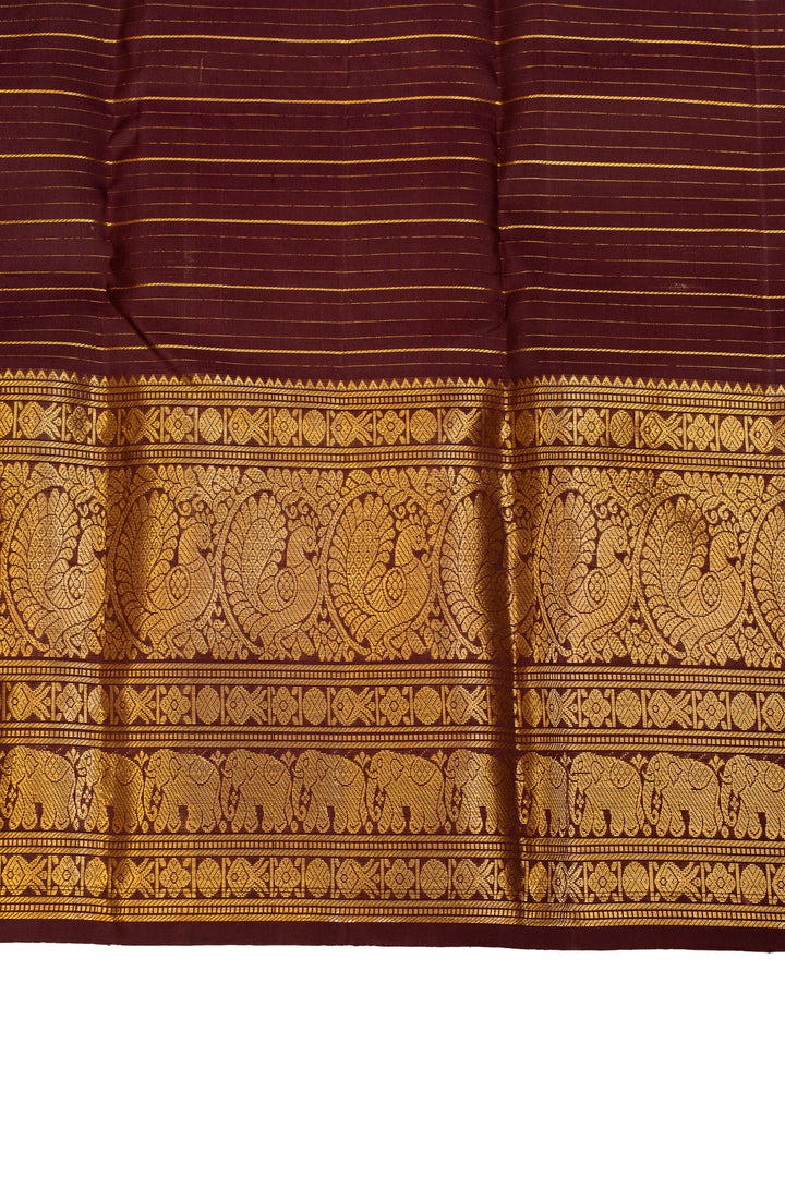 Mauve and coffee brown pure Kanchipuram silk saree
