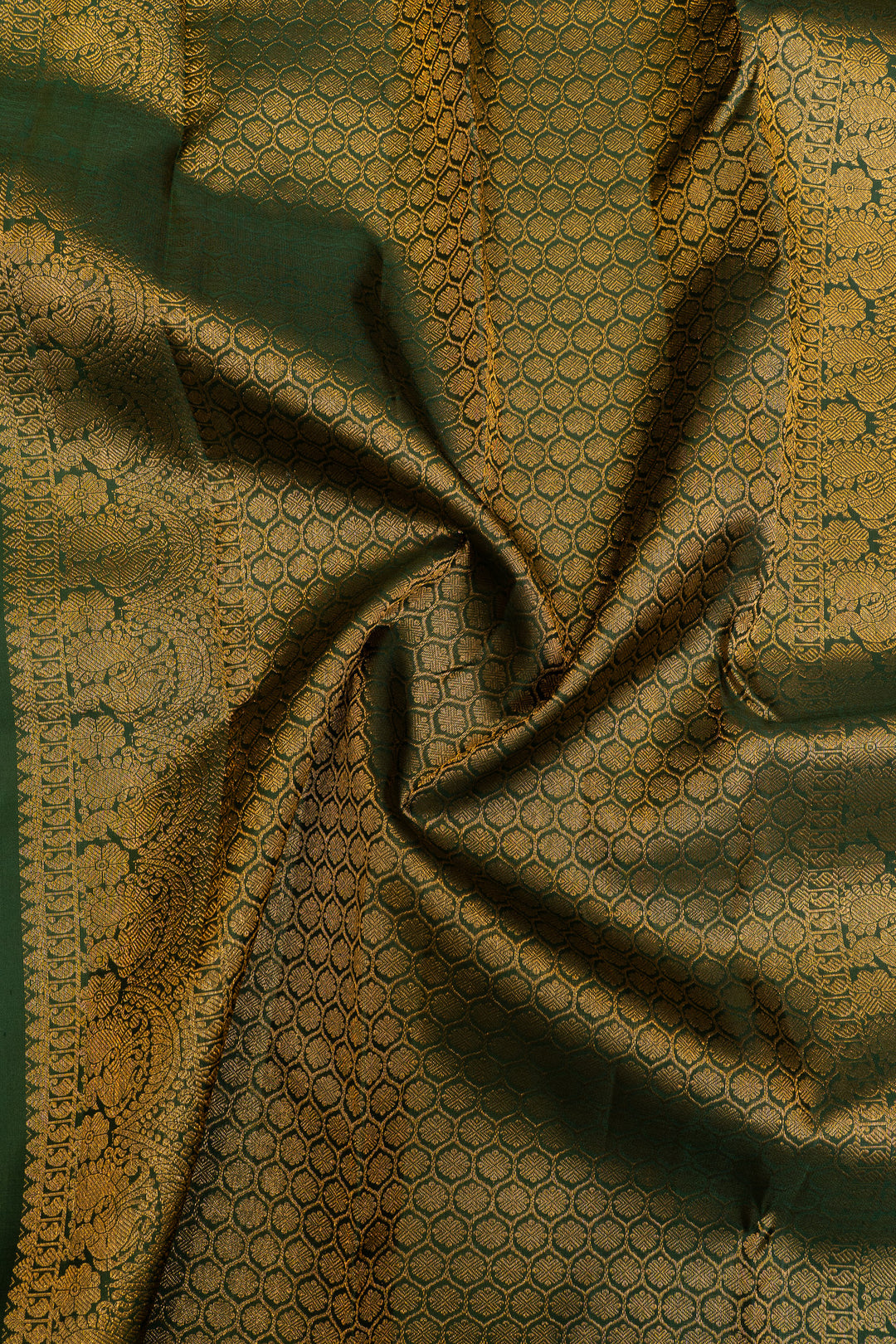 Bottle green traditional pure Kanchipuram silk saree