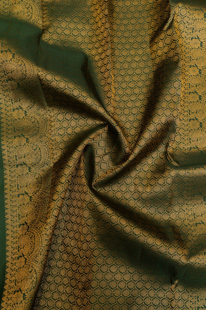 Bottle green traditional pure Kanchipuram silk saree