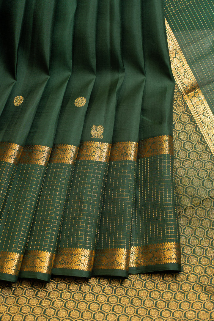 Bottle green traditional pure Kanchipuram silk saree