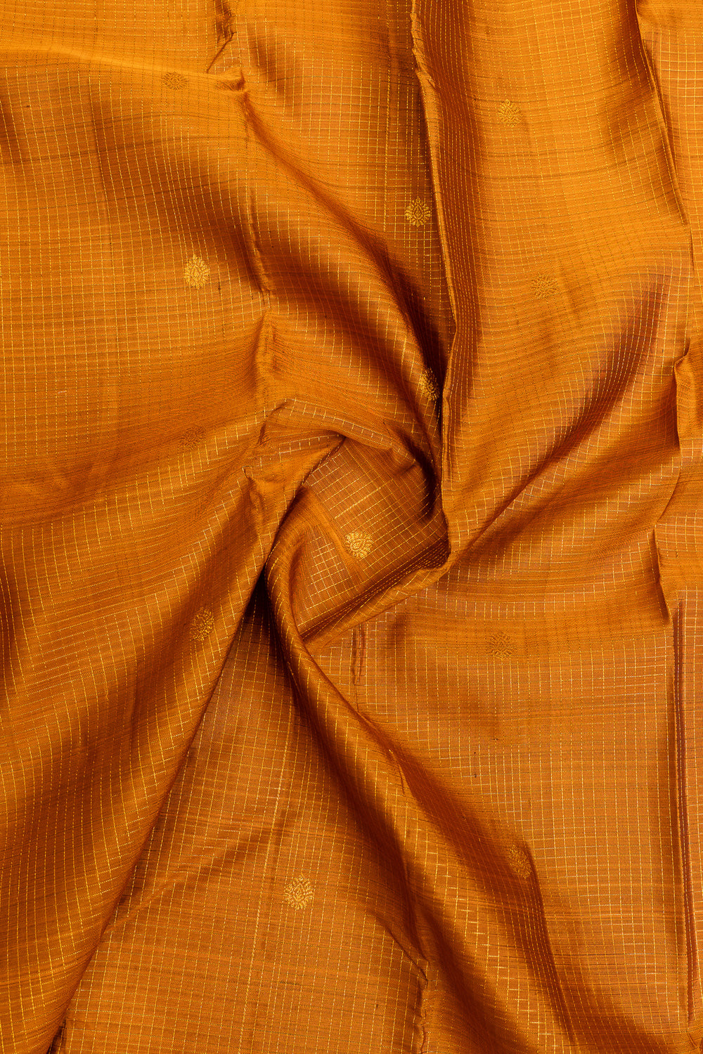 Rust orange and brown rettai pettu pure Kanchipuram silk saree