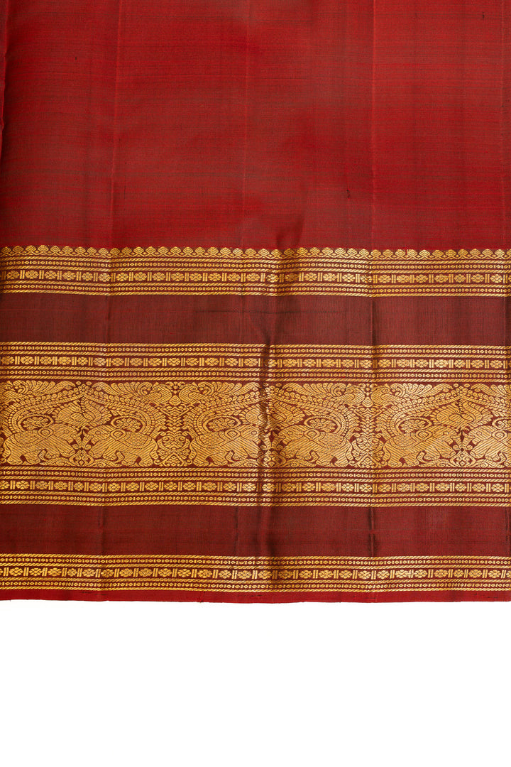 Grey and maroon pure Kanchipuram silk saree