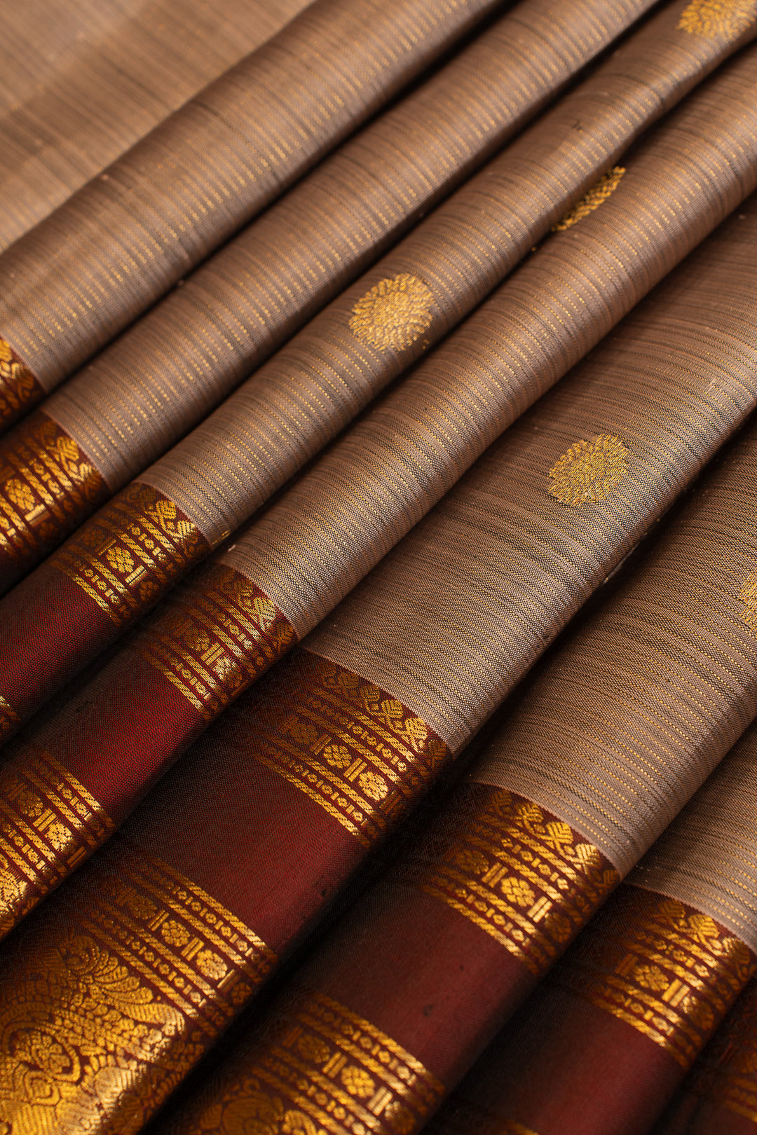 Grey and maroon pure Kanchipuram silk saree