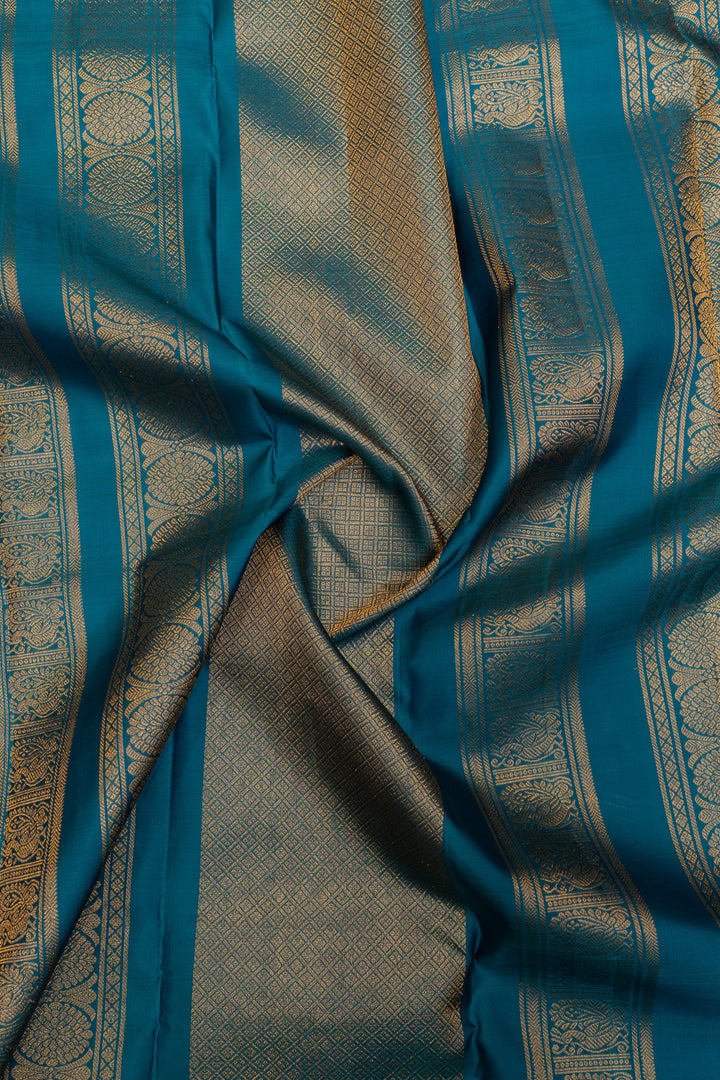 Mauve and blue Zari checks pure Kanchipuram silk saree