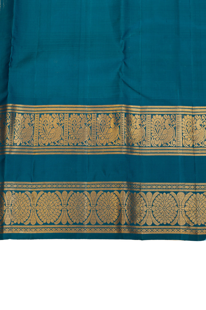 Mauve and blue Zari checks pure Kanchipuram silk saree
