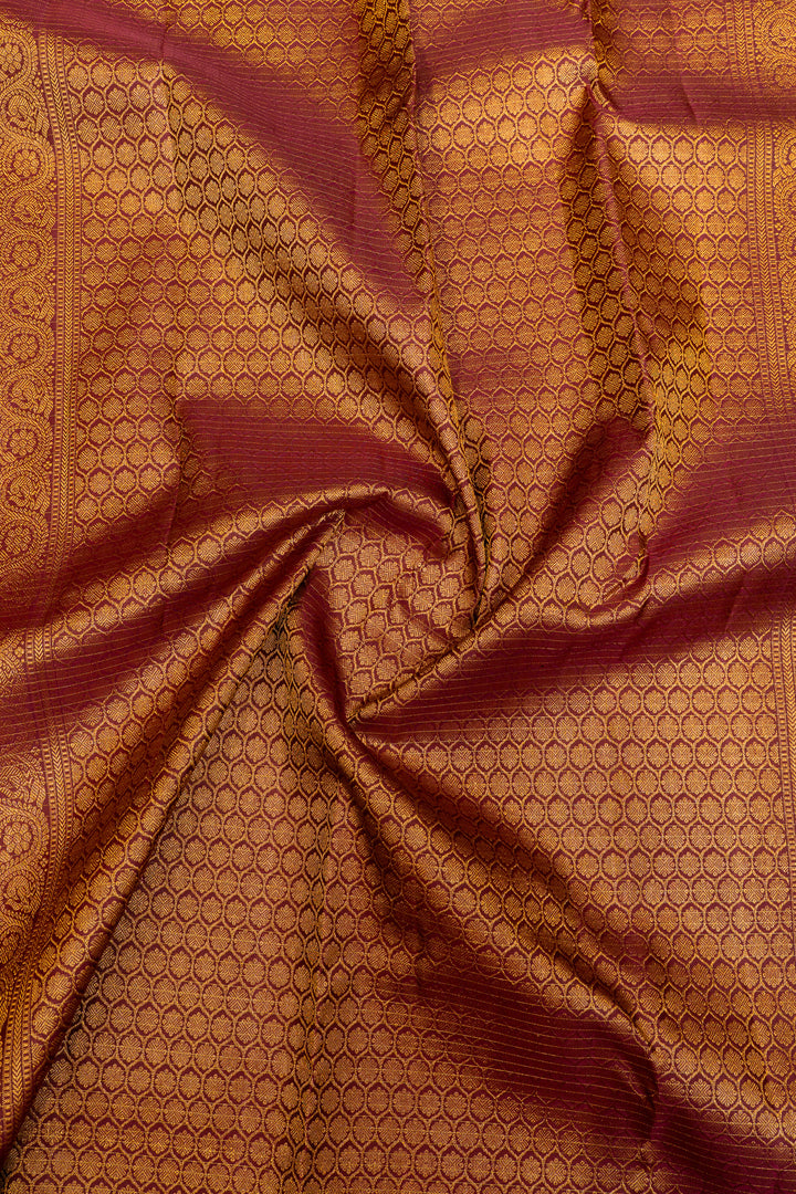 Rust orange Zari checks pure Kanchipuram silk saree