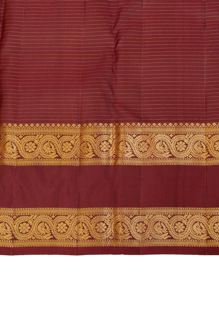 Rust orange Zari checks pure Kanchipuram silk saree