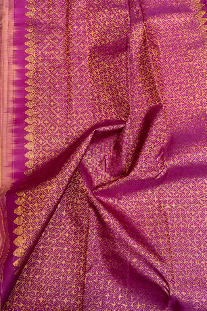 Pink small Border pure Kanchipuram silk saree
