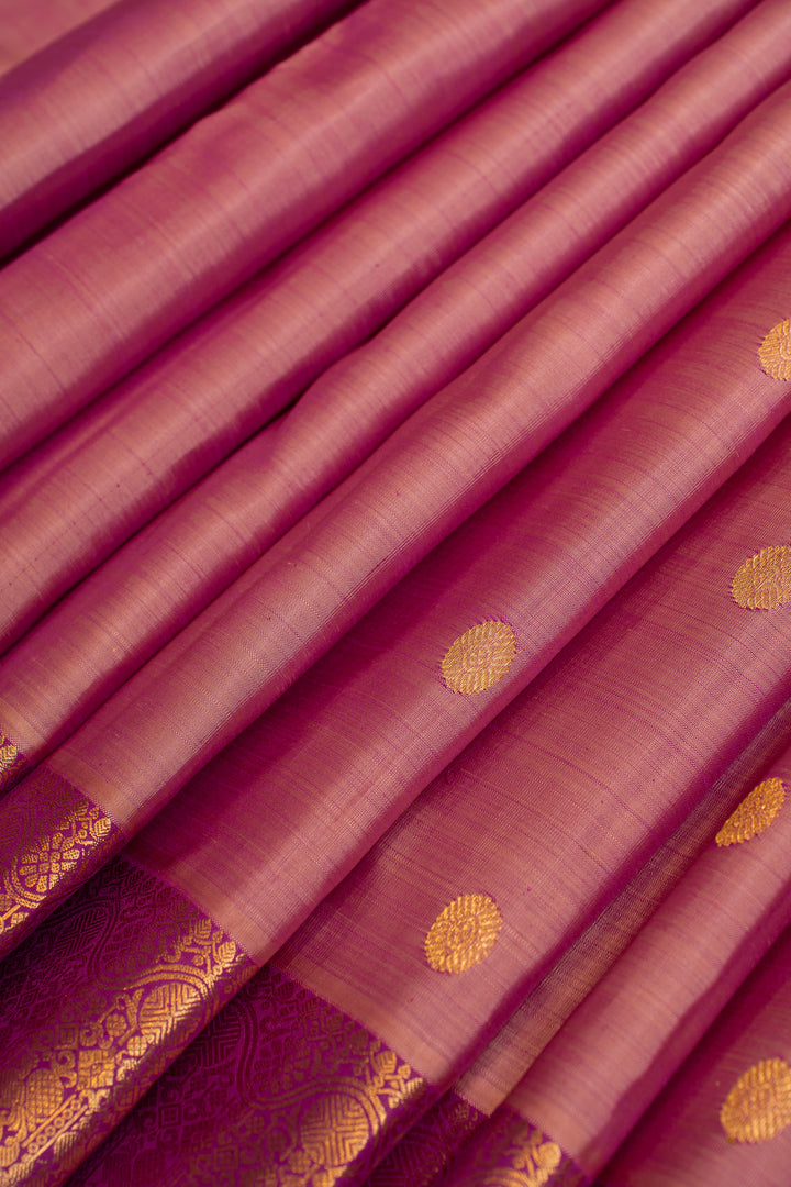 Pink small Border pure Kanchipuram silk saree