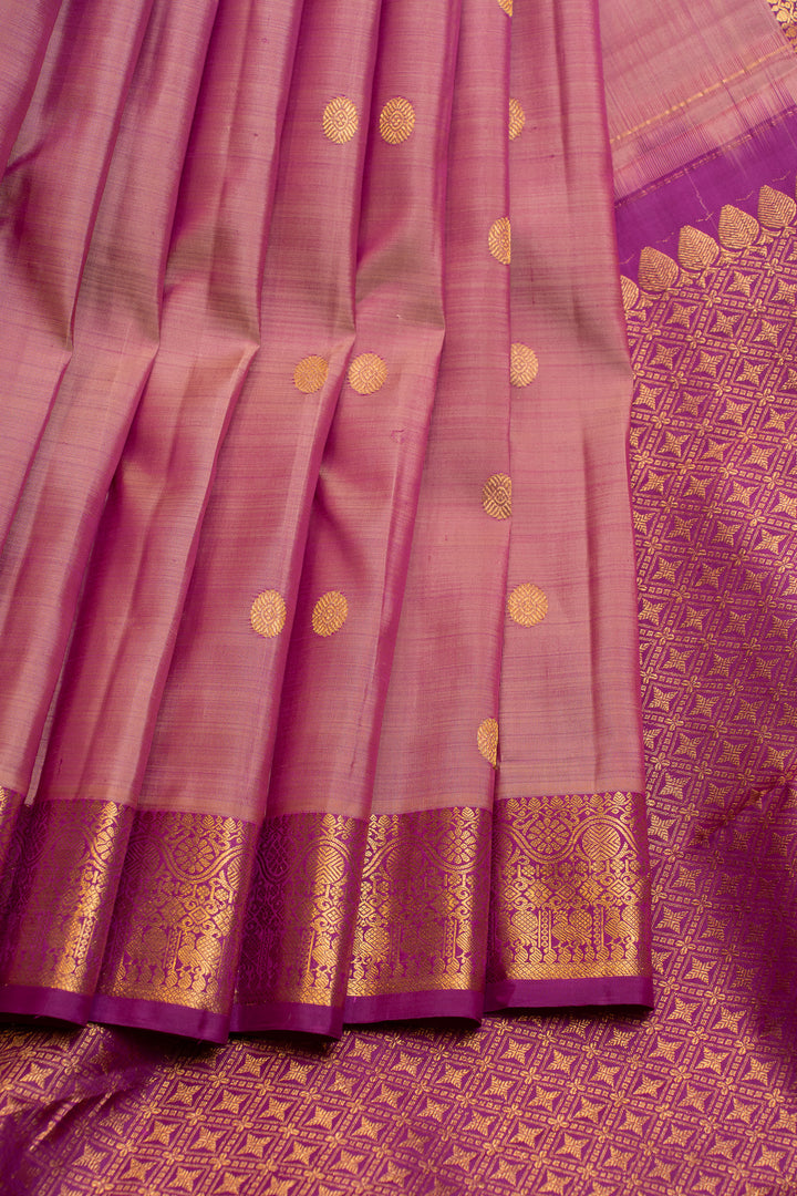 Pink small Border pure Kanchipuram silk saree