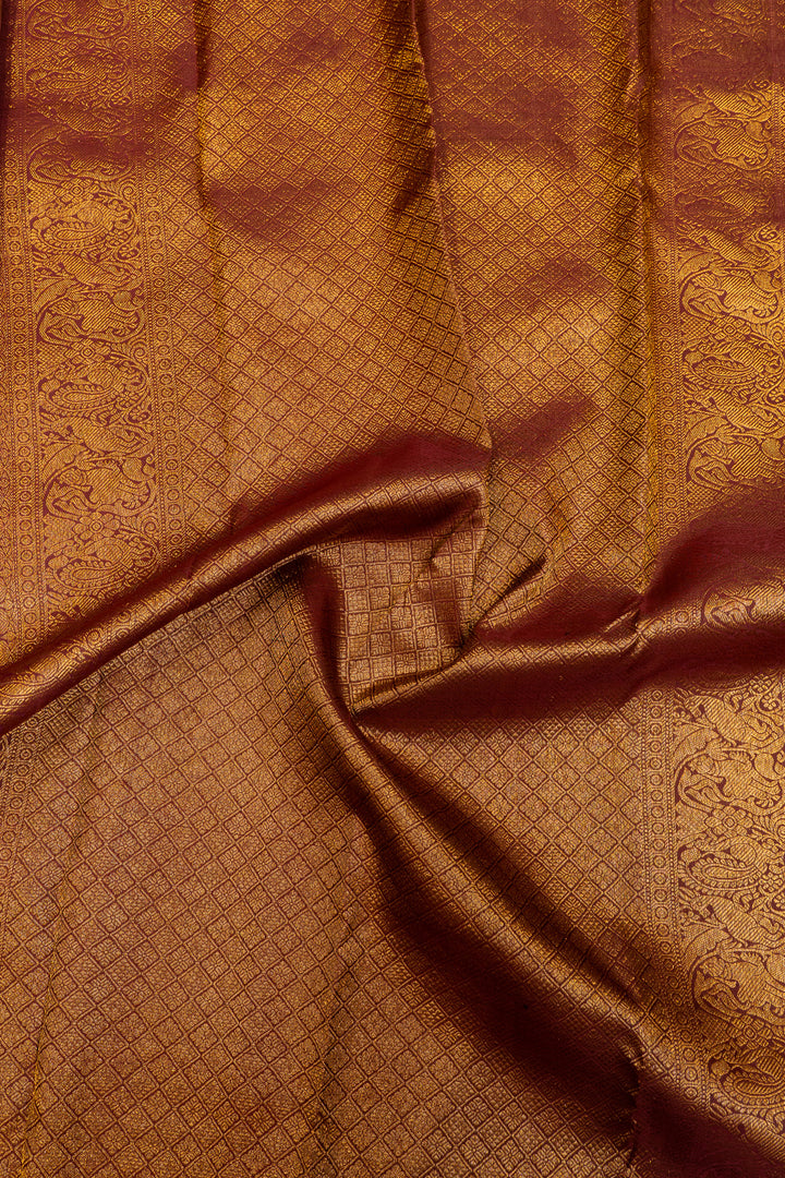 Heather purple and maroon pure Kanchipuram silk saree