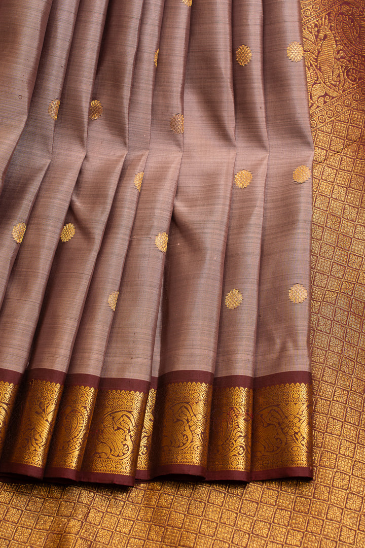 Heather purple and maroon pure Kanchipuram silk saree