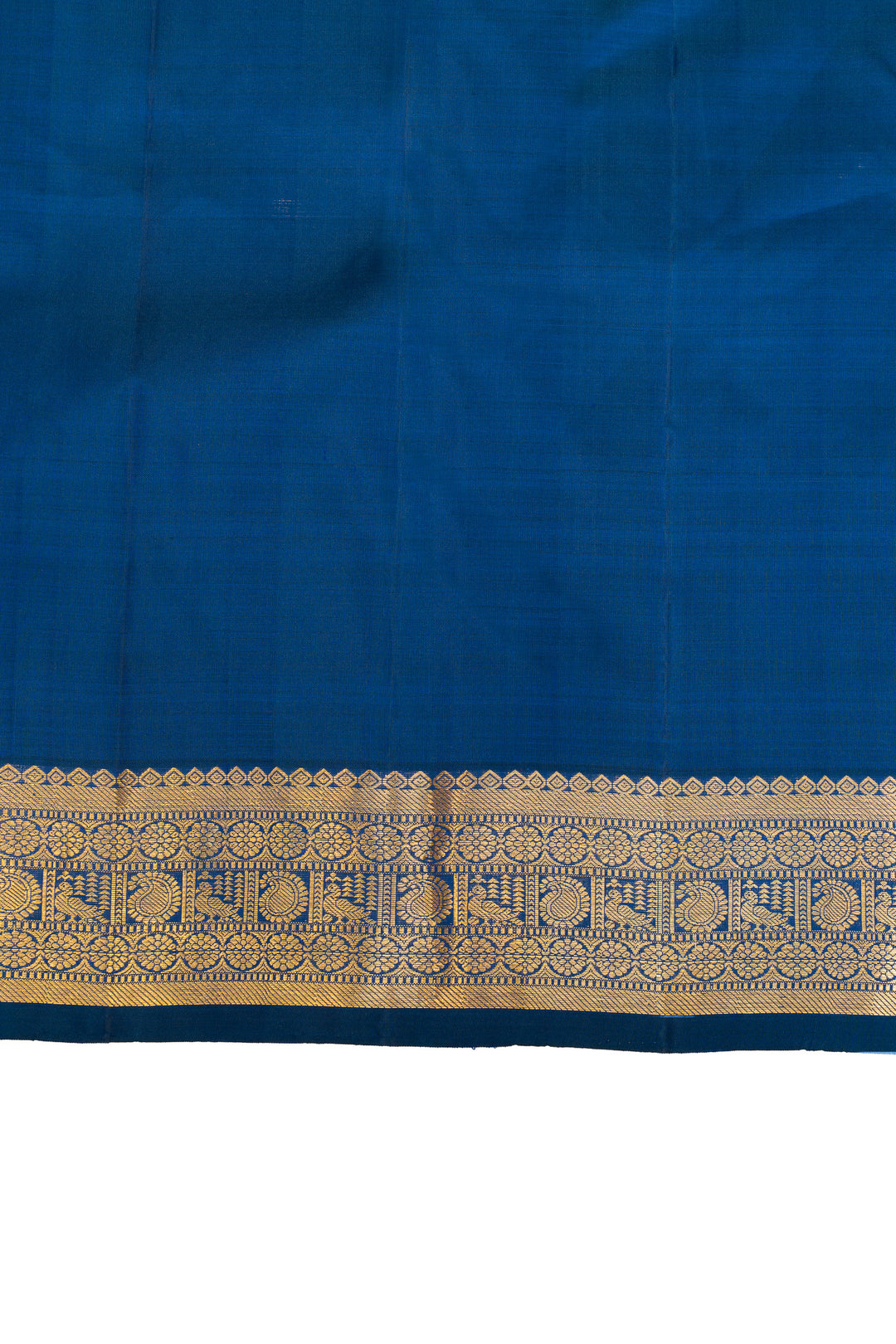 Peacock blue small Border pure Kanchipuram silk saree