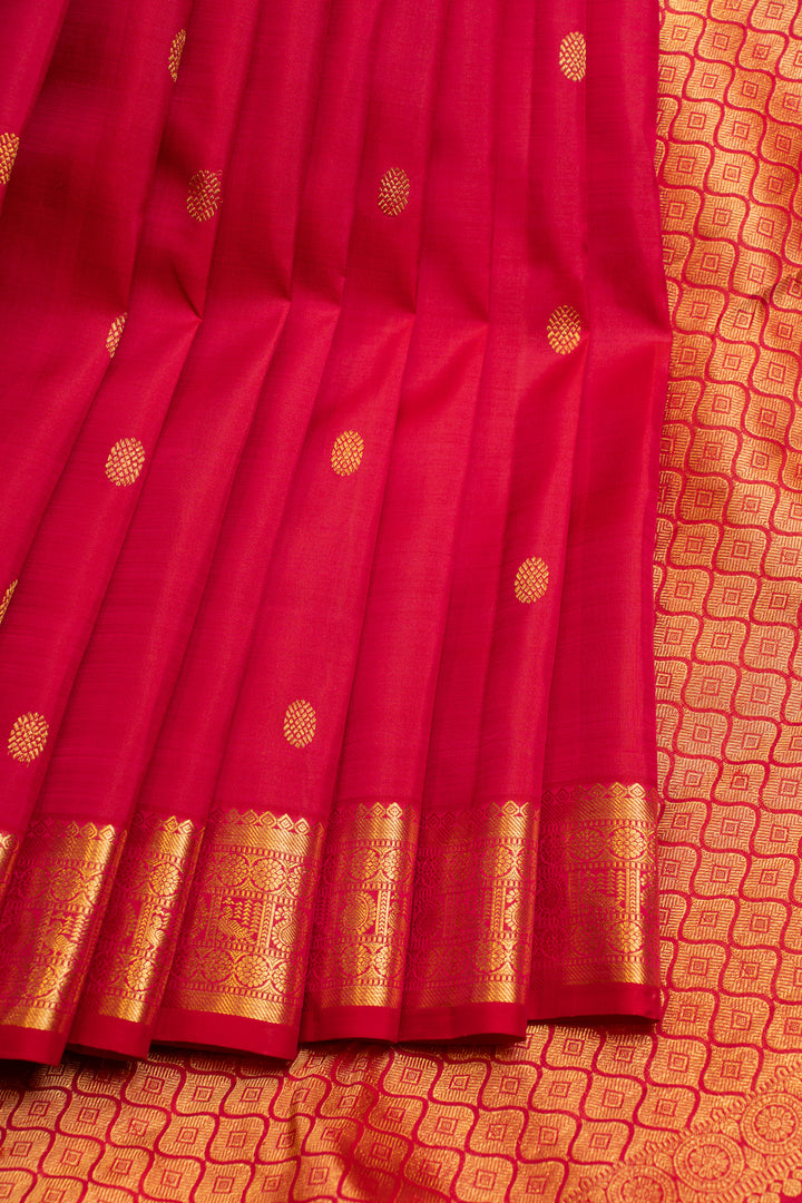 Red traditional pure Kanchipuram silk saree