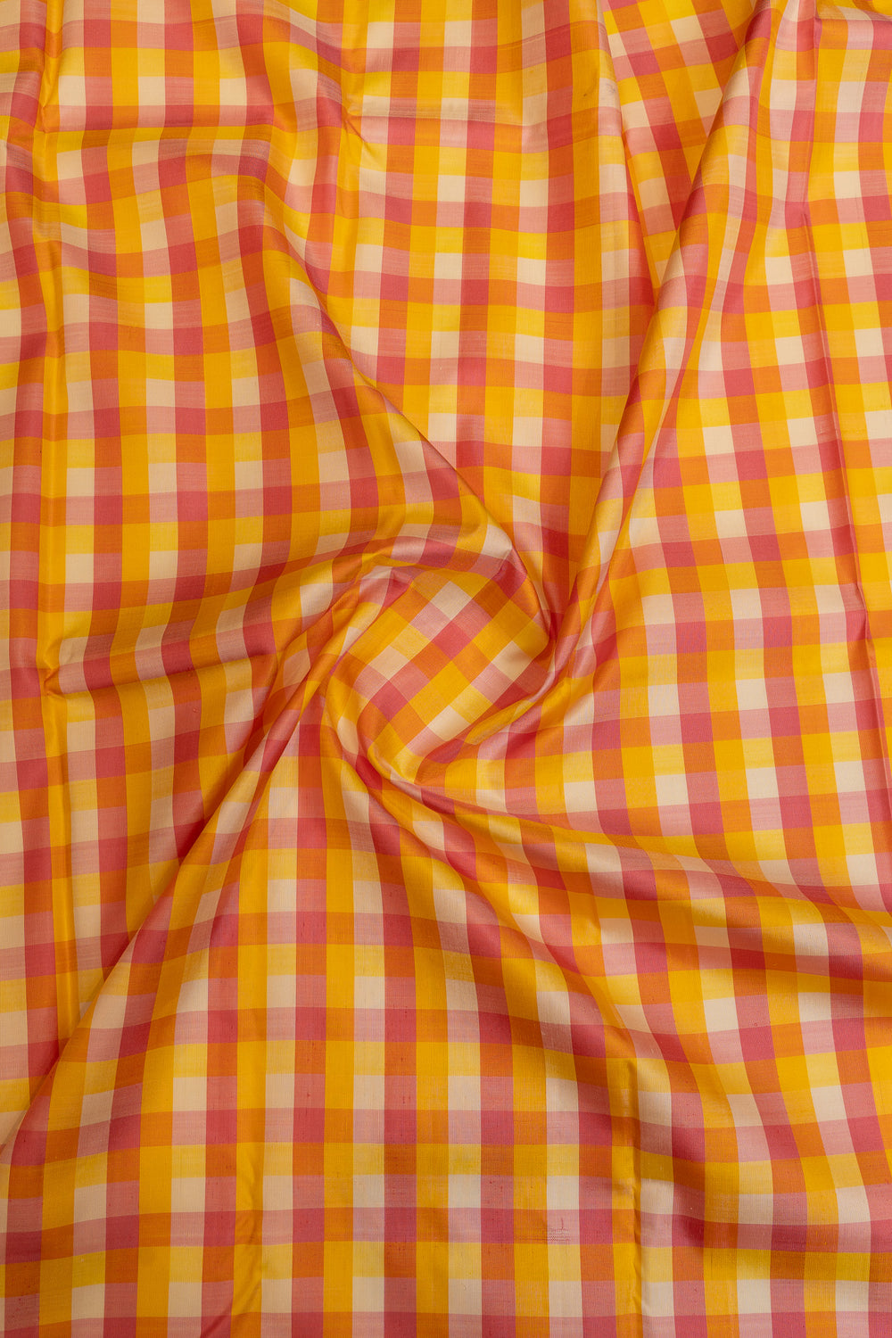 Pink and brown Vintage checks pure Kanchipuram silk saree