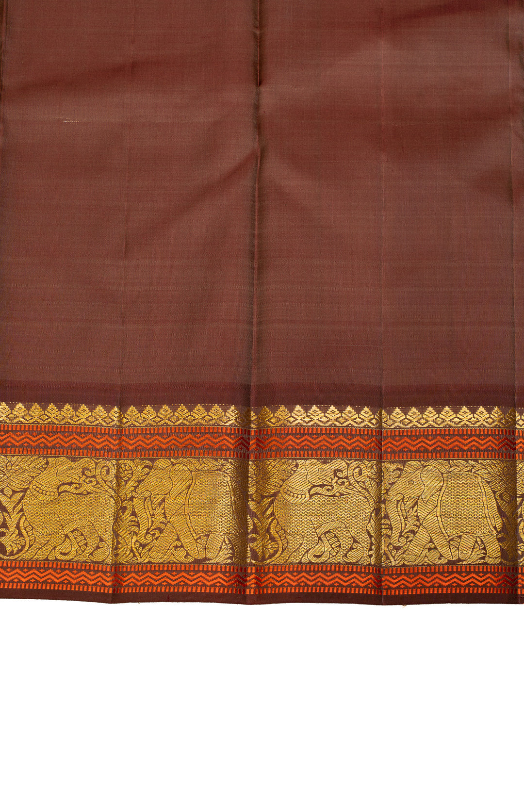 Pink and brown Vintage checks pure Kanchipuram silk saree