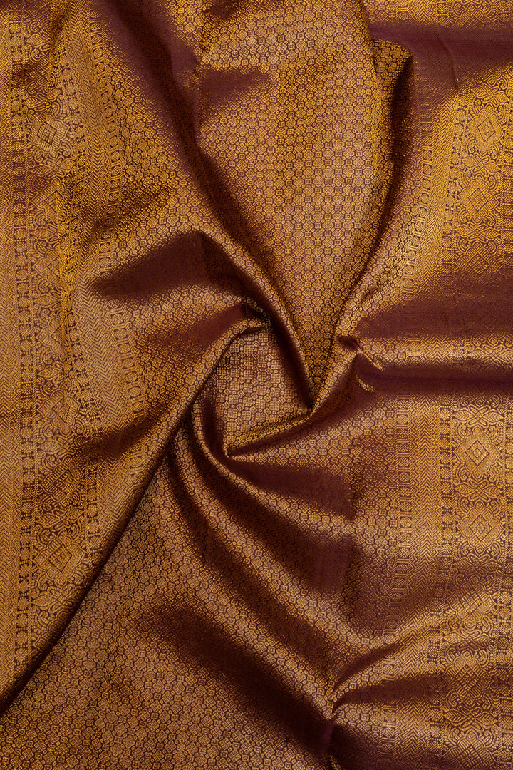 Mauve Vairaoosi checks pure Kanchipuram silk saree