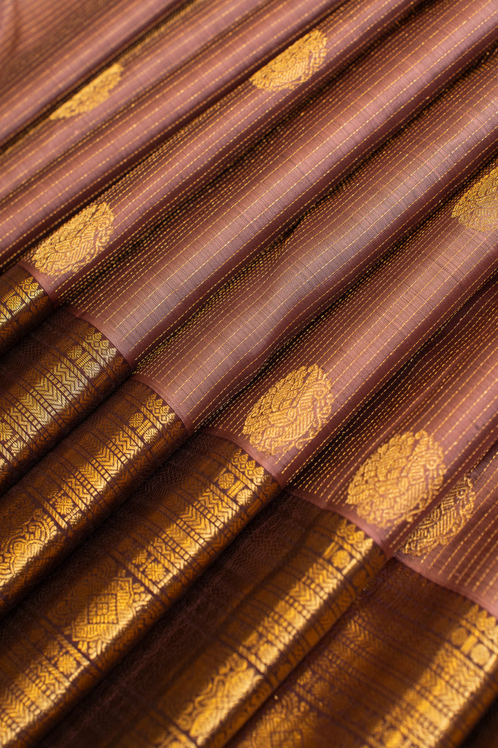 Mauve Vairaoosi checks pure Kanchipuram silk saree