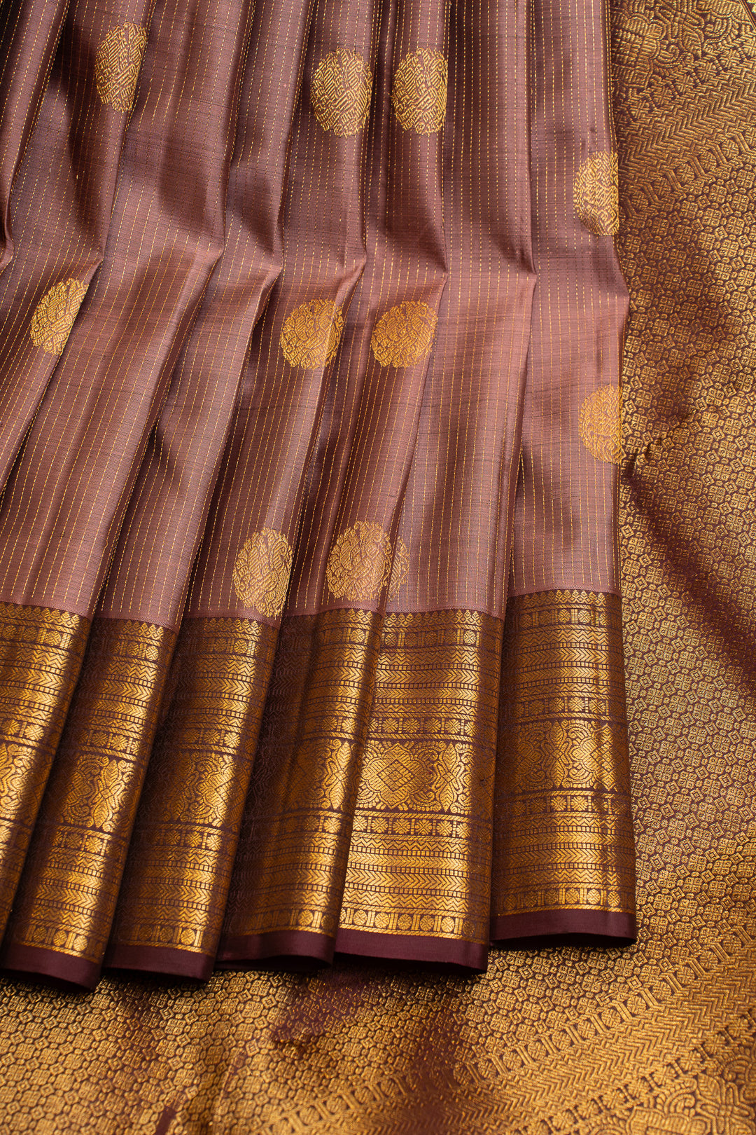 Mauve Vairaoosi checks pure Kanchipuram silk saree