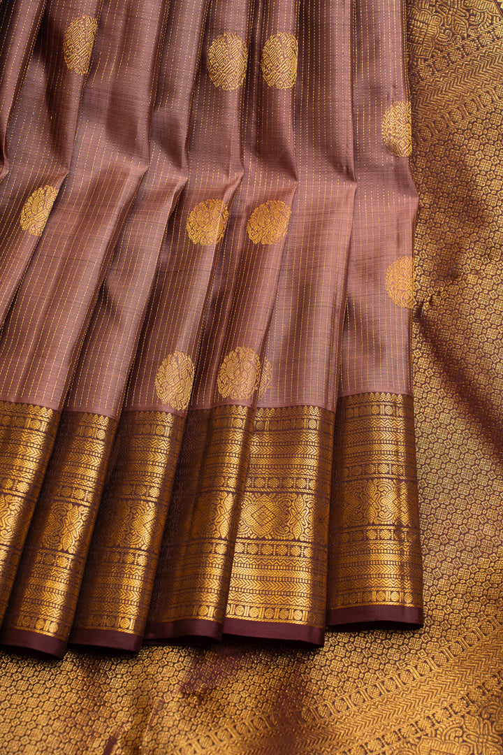 Mauve Vairaoosi checks pure Kanchipuram silk saree