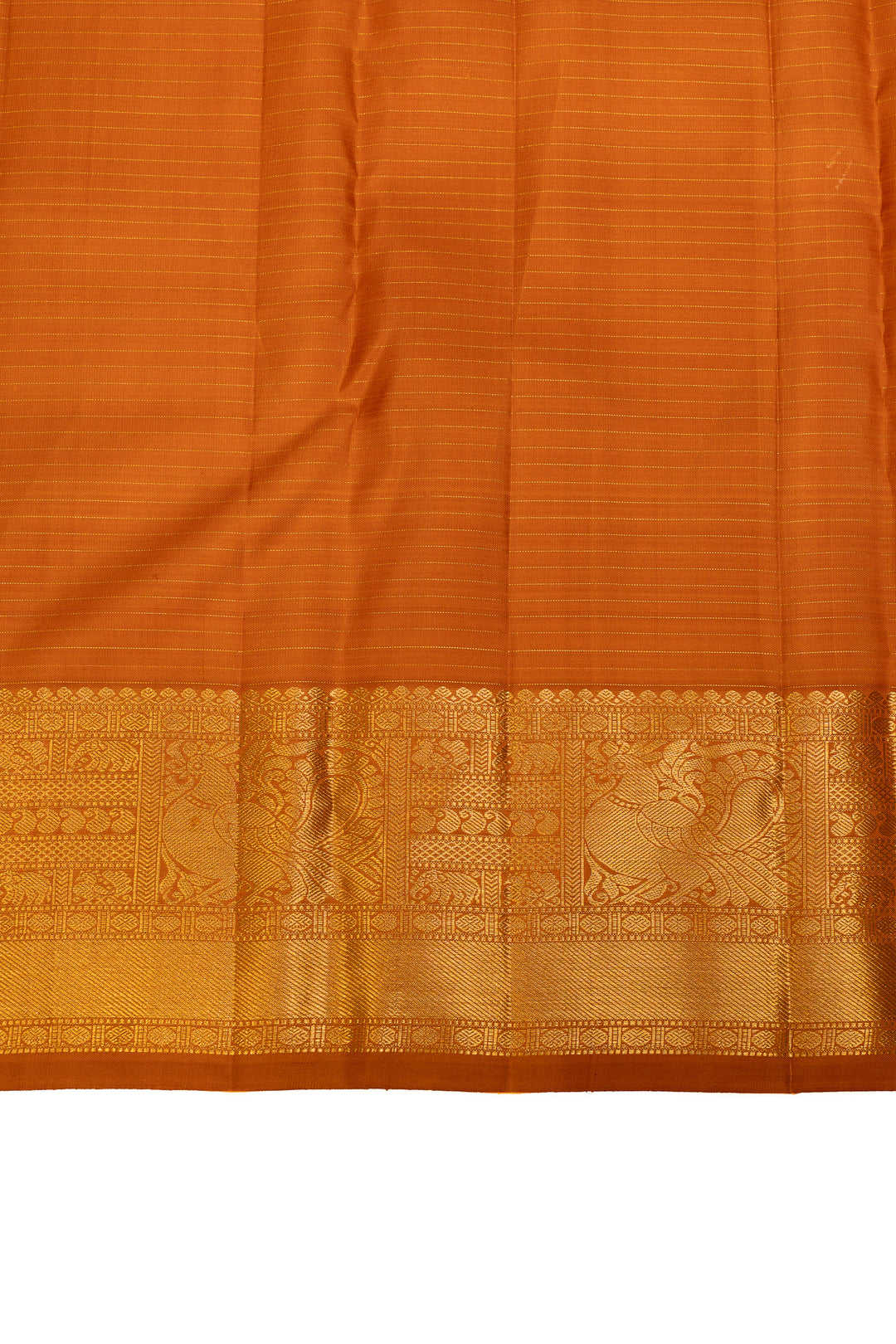 Orange Muthu Zari Kattam pure Kanchipuram silk saree