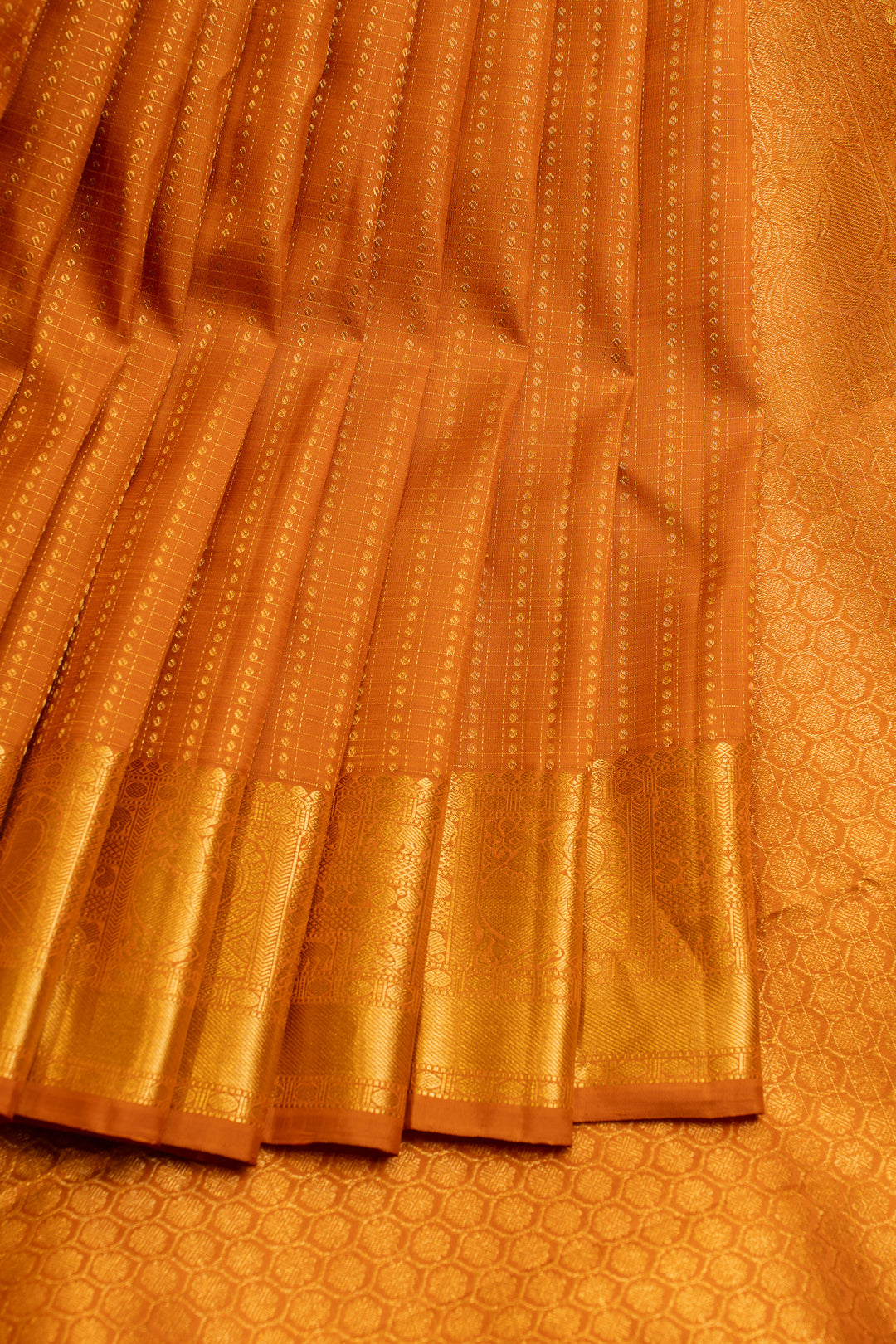 Orange Muthu Zari Kattam pure Kanchipuram silk saree