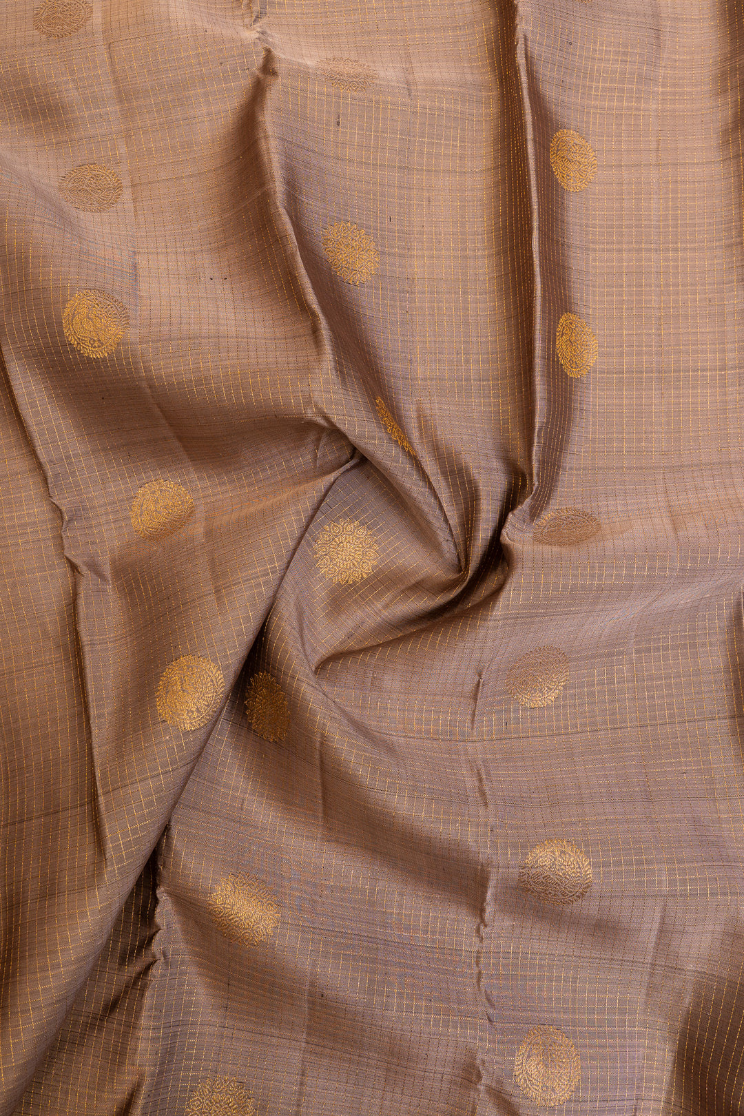 Grey Zari checks and red pure Kanchipuram silk saree