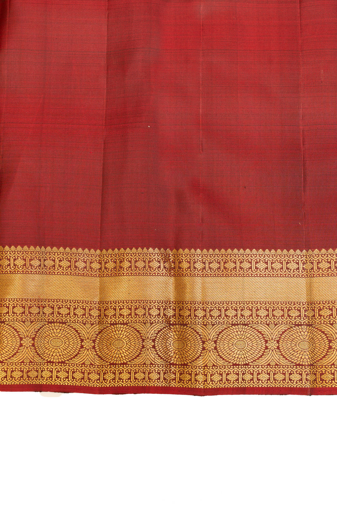 Grey Zari checks and red pure Kanchipuram silk saree