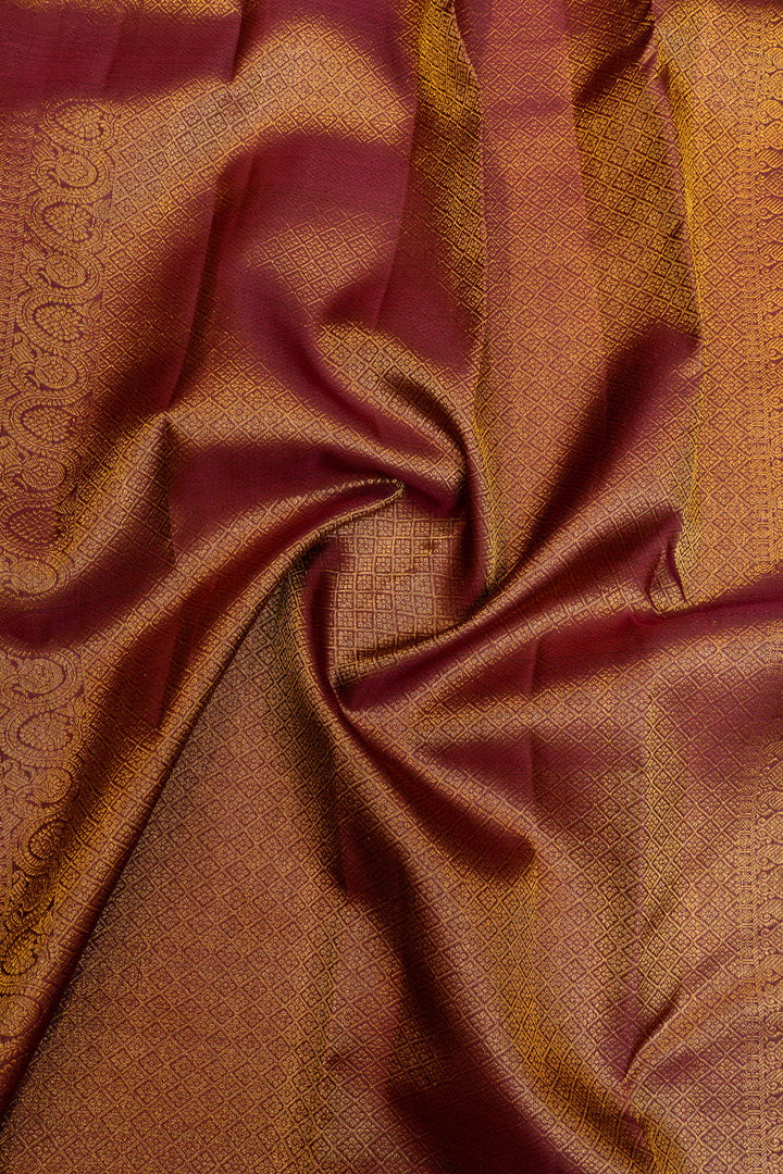 Mehndi green and jamun Zari stripes  pure Kanchipuram silk saree