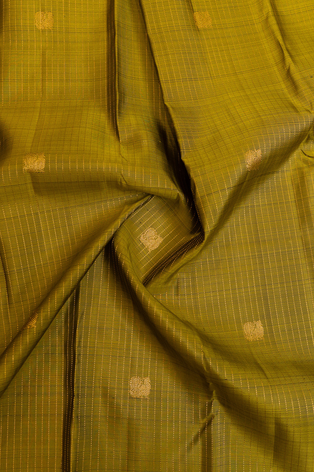 Mehndi green and jamun Zari stripes  pure Kanchipuram silk saree