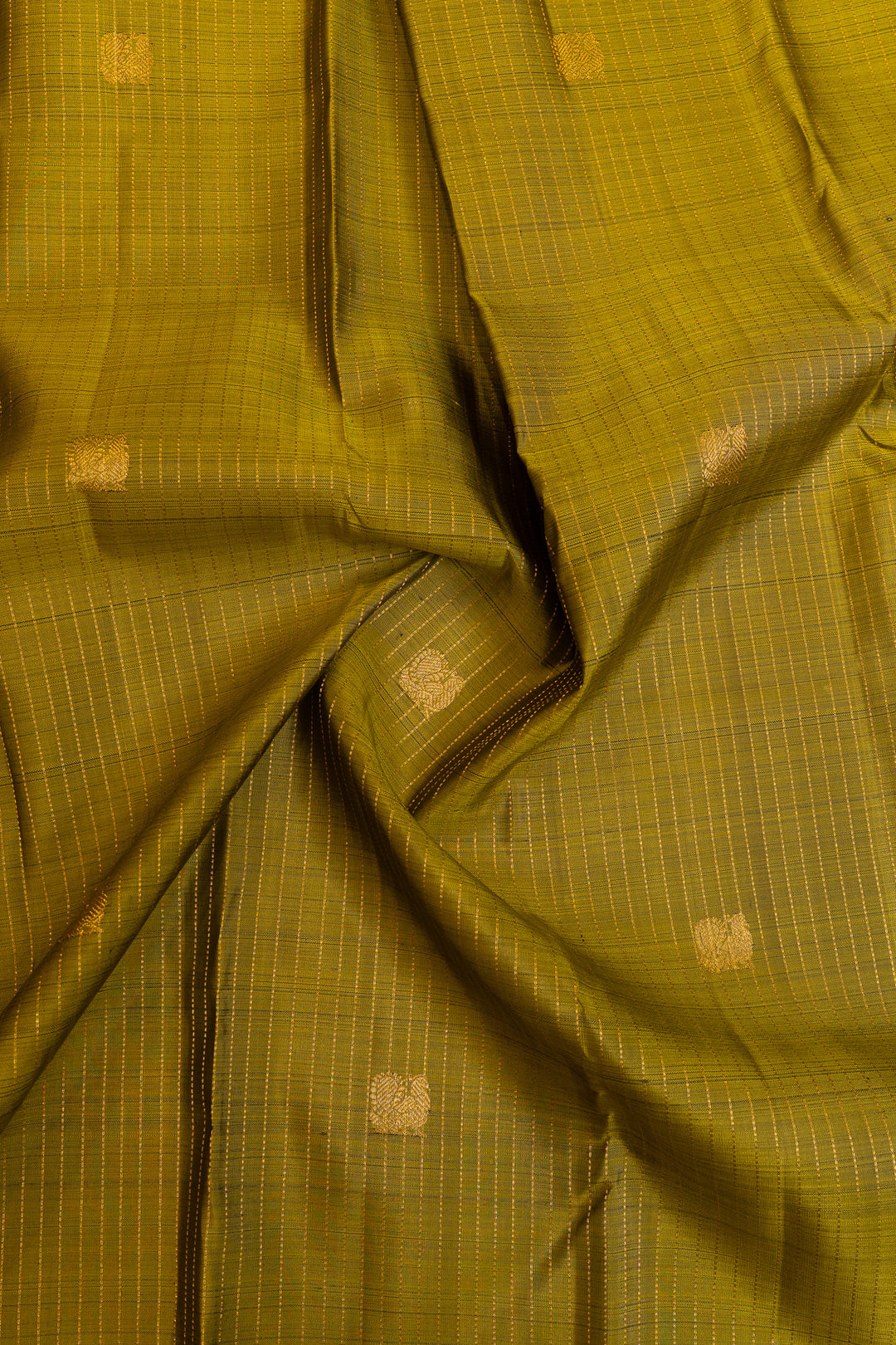 Mehndi green and jamun Zari stripes  pure Kanchipuram silk saree