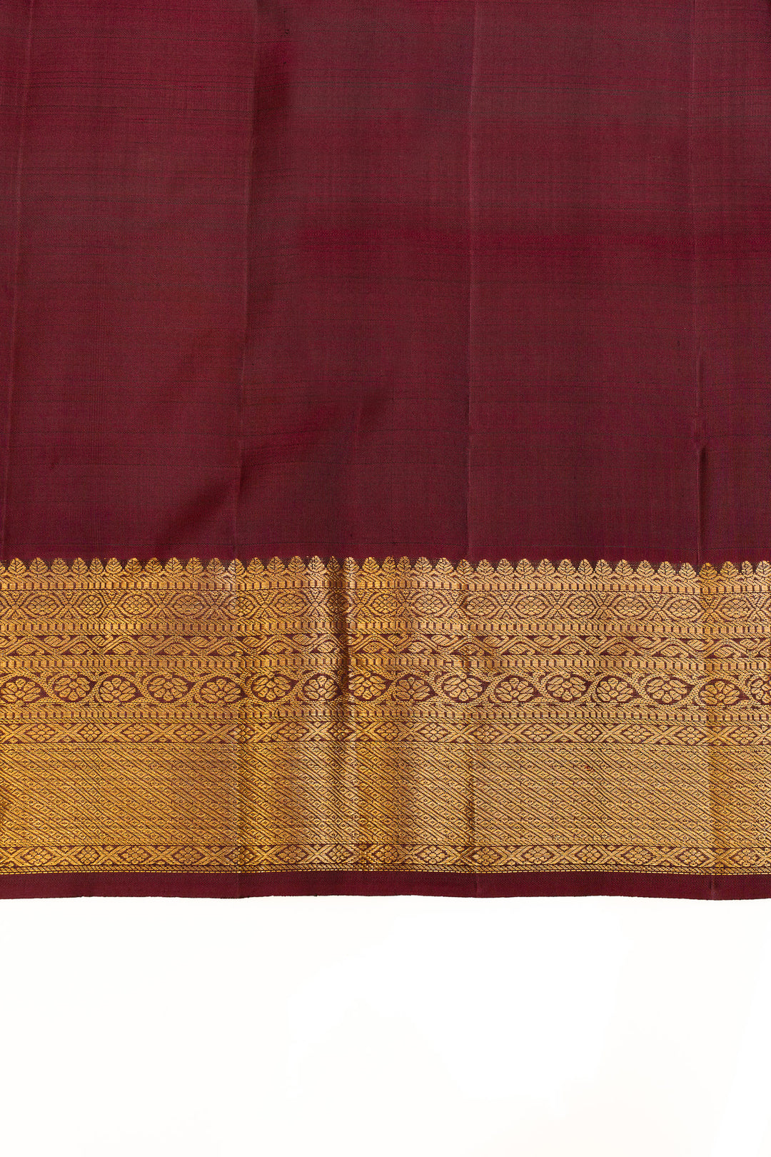 Mehndi green and jamun Zari stripes  pure Kanchipuram silk saree