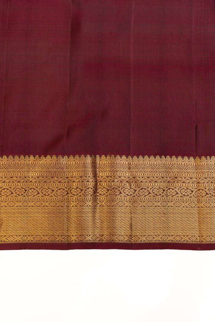 Mehndi green and jamun Zari stripes  pure Kanchipuram silk saree