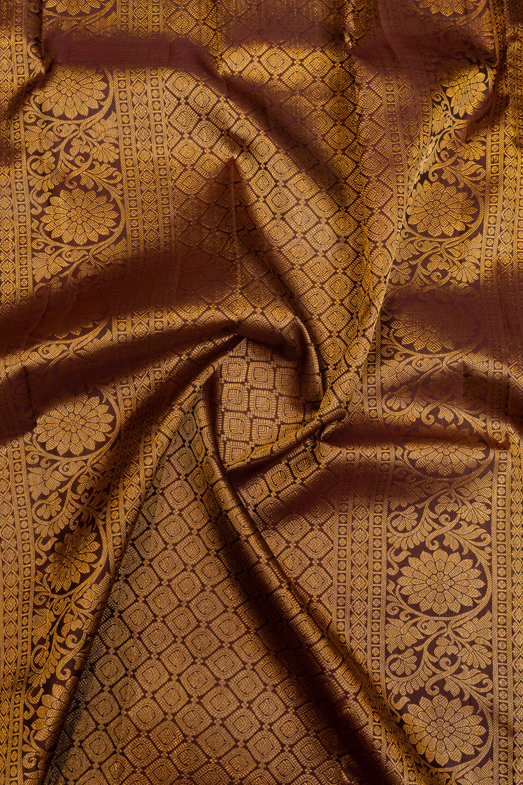 Sea green and brown pure Kanchipuram silk saree