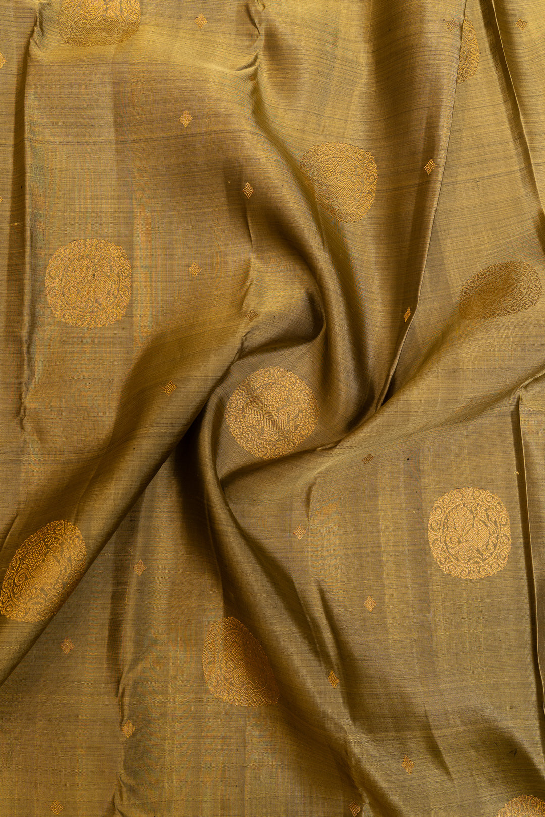 Sea green and brown pure Kanchipuram silk saree