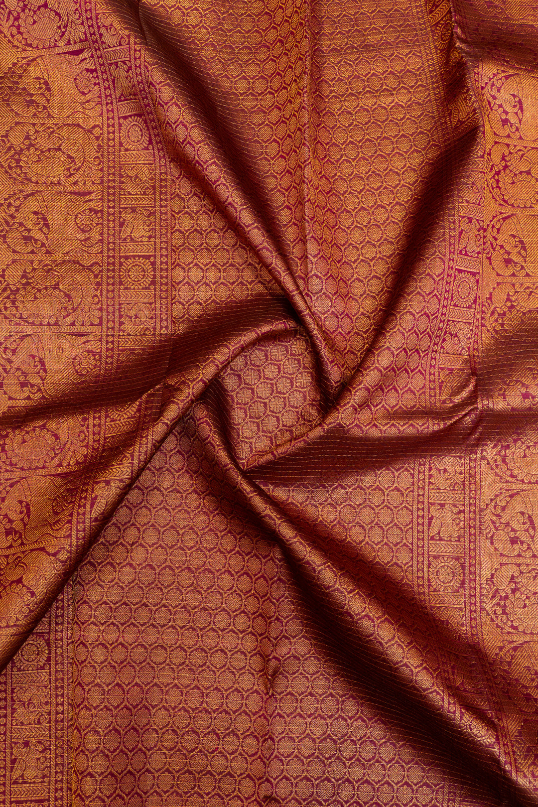 Plum purple Zari checks pure Kanchipuram silk saree