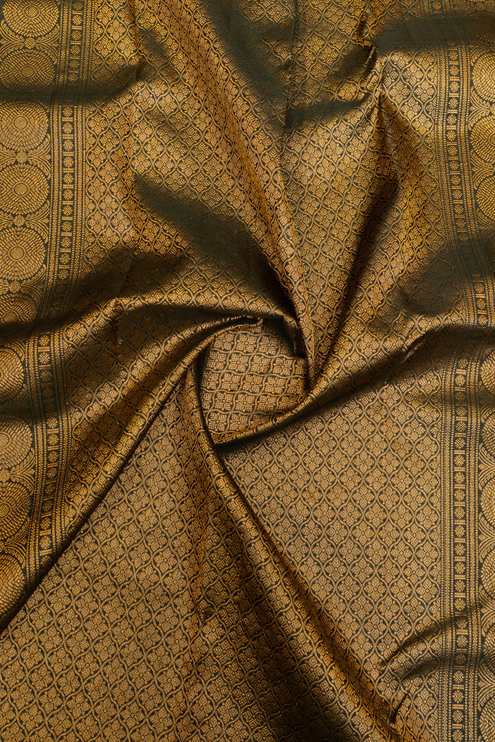 Turquoise green rettai pettu pure Kanchipuram silk saree