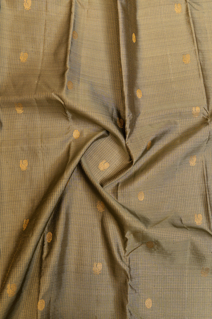 Turquoise green rettai pettu pure Kanchipuram silk saree